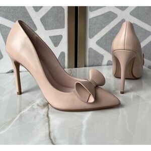 New Ted Baker Zafili Bow Leather Heels Slip On Pumps Pointed Toe Sz 10 11 Blush